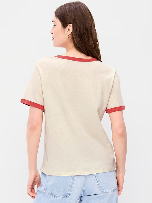 Rundhals-Graphic-Ringer-T-Shirt